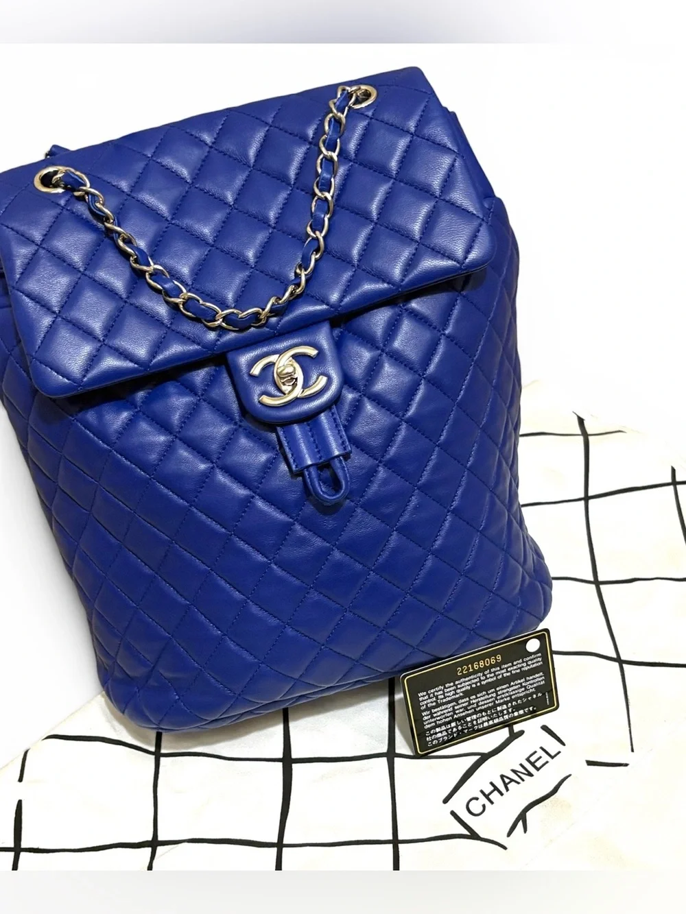 CHANEL Urban Spirit Large Backpack Royal Blue Quilted Lambskin 22 Series